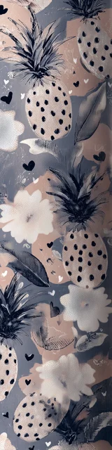 Free pineapple bookmark featuring muted pink pineapples on gray